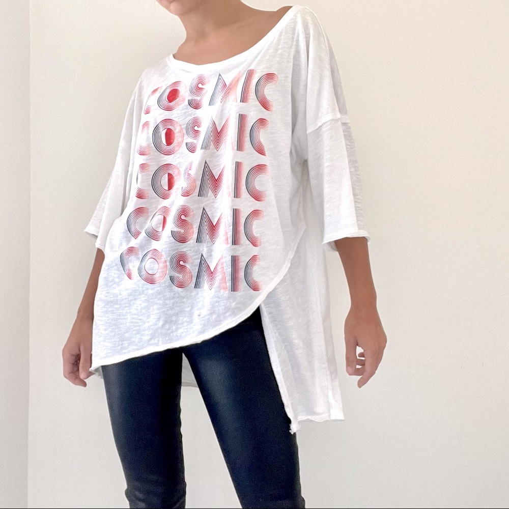 Oversized asymmetrical tshirt graphic white